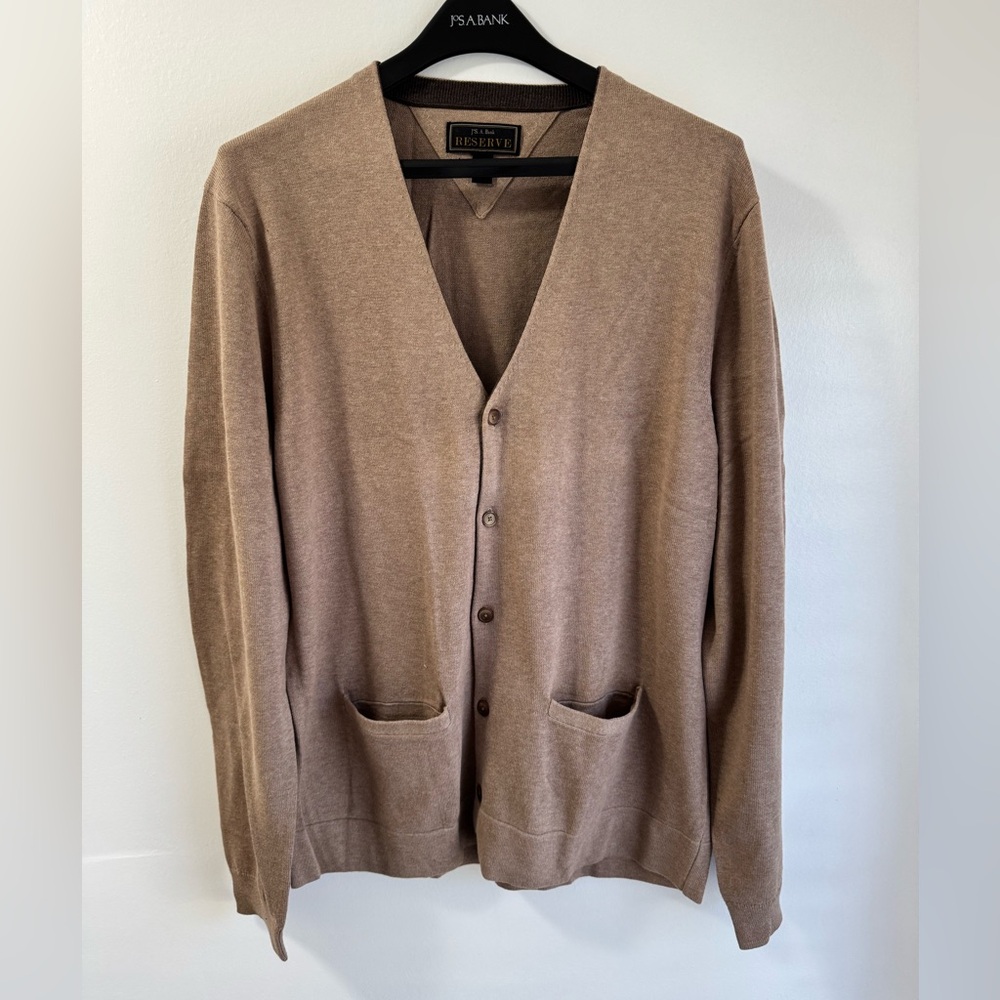 Jos.A.Bank Men’s Tan Cardigan Sweater,XL